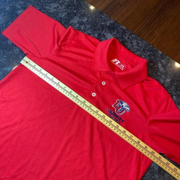 Liberty University Flames Russell Athletics Polo Shirt Men’s Medium Red - Picture 2 of 5
